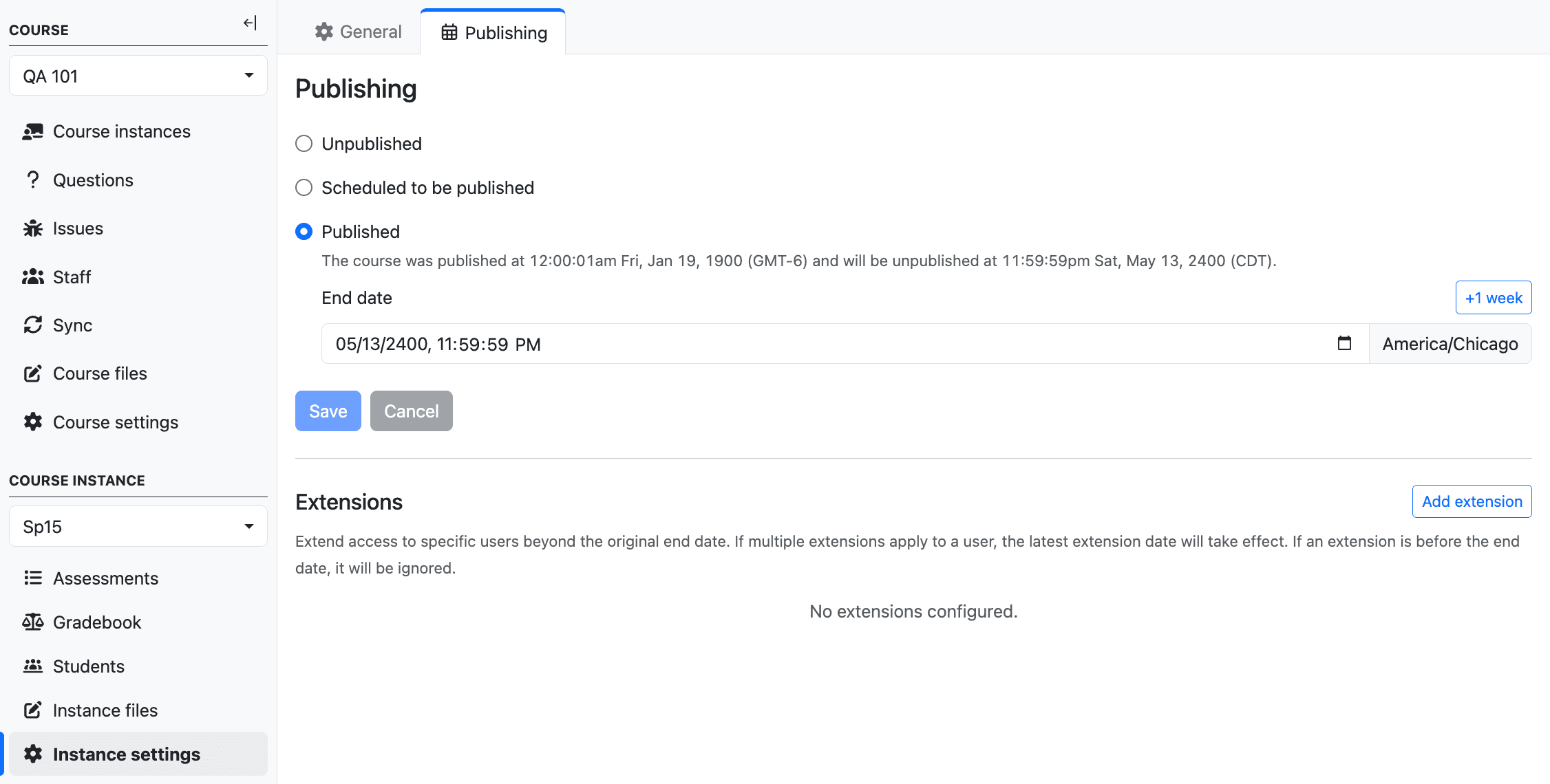 Scheduled publishing