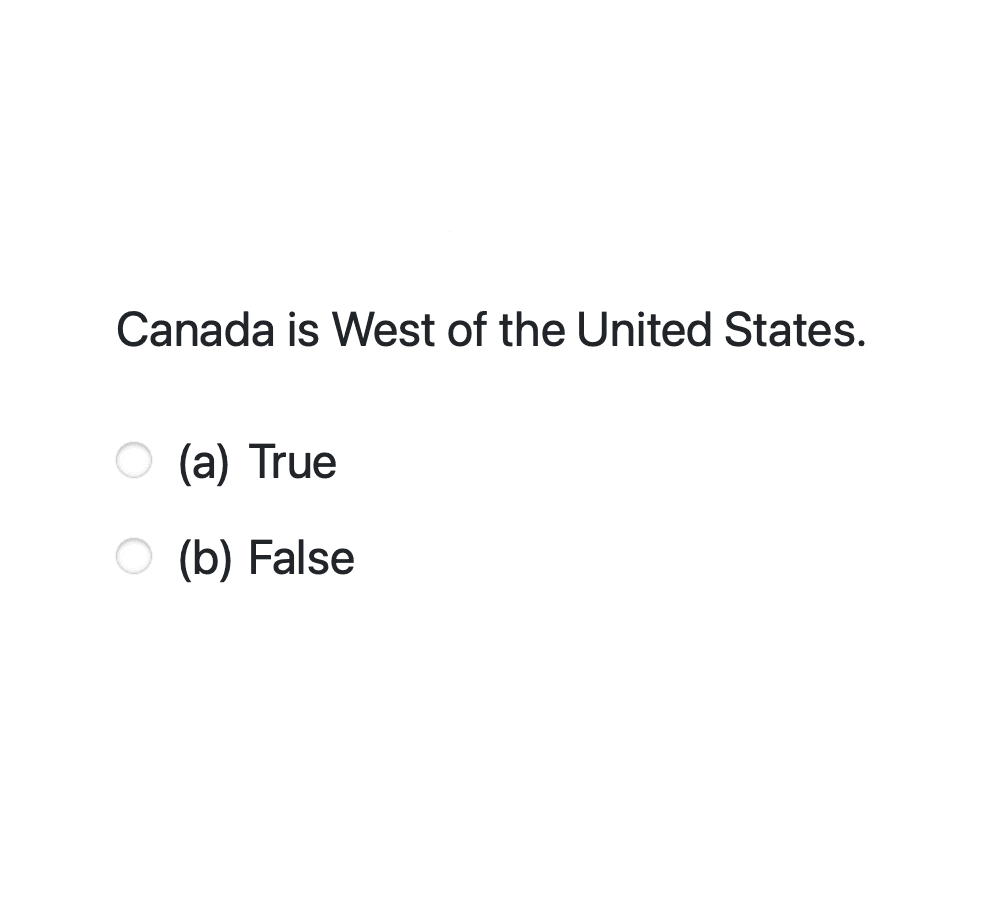 True/False answers