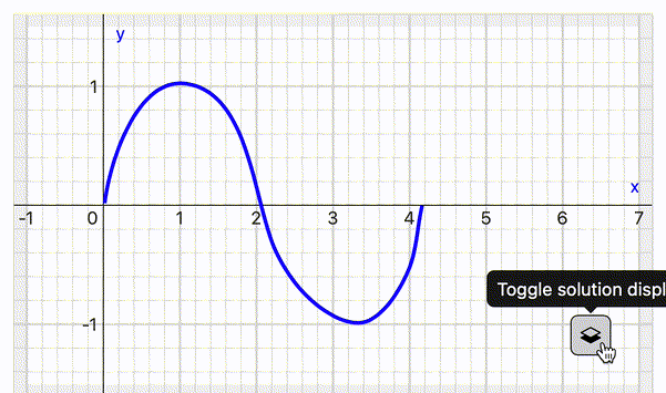 An animation of toggling the overlay of a student's submission and the provided sample solution for a question