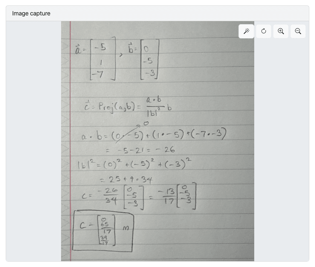 A handwritten student submission captured as an image