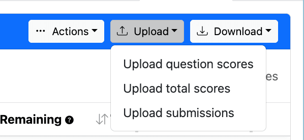 The Upload menu expanded